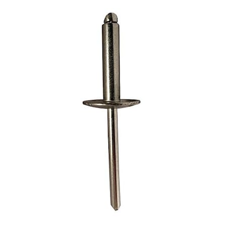 Blind Rivet, Large Flanged Head, 0.125 In Dia., 0.265 In L, Stainless Steel Body, 1000 PK